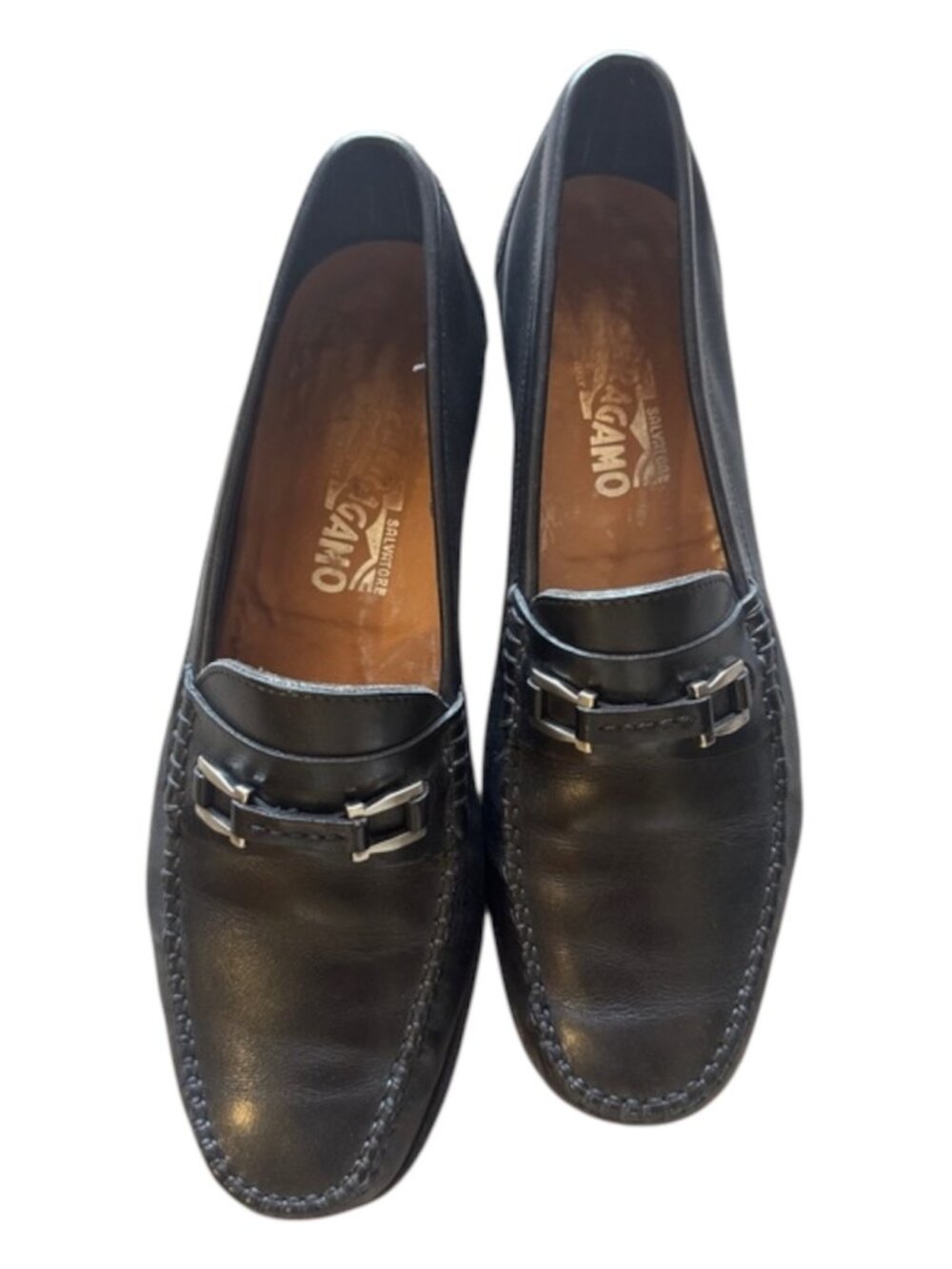 Salvatore Ferragamo Leather Bit Moccasins Men's Size 8.5 Black Quiet Luxury